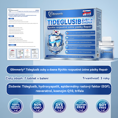 Guxar® Tideglusib ústne prúžky ✨ – aktivácia kmeňových buniek 🧬, regenerácia dentínu 💎, posilnenie skloviny ⚡, bielenie zubov ✨, zníženie citlivosti 💧, mikronáplasťové sérum na zuby a ďasná 💖, jemné každodenné používanie 🦷