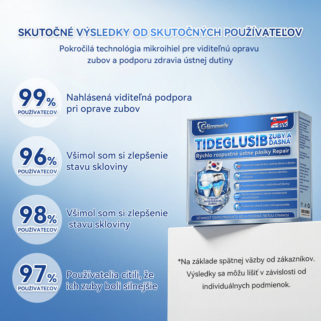 Guxar® Tideglusib ústne prúžky ✨ – aktivácia kmeňových buniek 🧬, regenerácia dentínu 💎, posilnenie skloviny ⚡, bielenie zubov ✨, zníženie citlivosti 💧, mikronáplasťové sérum na zuby a ďasná 💖, jemné každodenné používanie 🦷