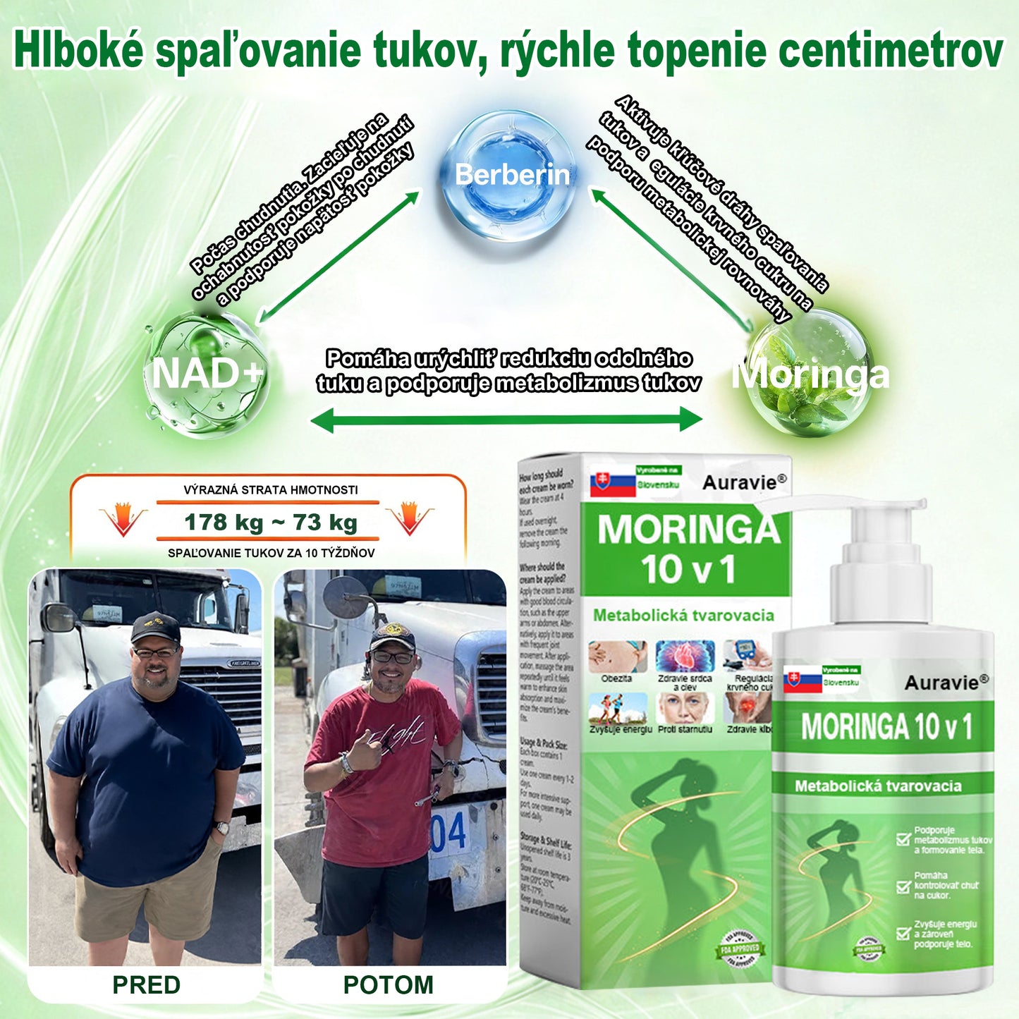 Auravie® Moringa 10-v-1 Metabolický tvarujúci krém 🌸 | Transdermálna náplasť na podporu regulácie telesnej hmotnosti | Kontrola apetítu 🍽️ | Podpora spaľovania tukov 🔥 | Formovanie a spevnenie tela ✨