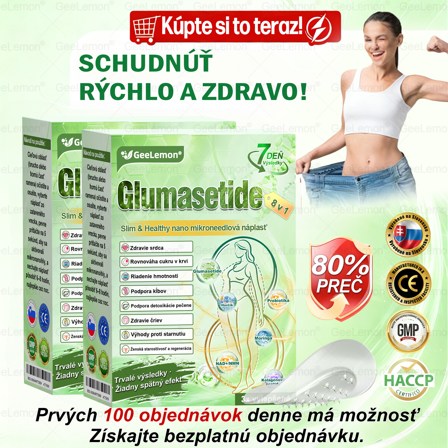 𝐆𝐞𝐞𝐋𝐞𝐦𝐨𝐧® 📌𝐆𝐥𝐮𝐦𝐚𝐬𝐞𝐭𝐢𝐝𝐚 8 v 1 Náplast s Nano Mikroihličkami na Chudnutie a Zdravie ✅ (Iba raz denne, viditeľné zmeny za 7 dní) Pre obezitu, kardiovaskulárne zdravie, cukrovku, spánkovú apneu, štítnu žľazu, črevné zdravie, kĺbové problémy a ďalšie 💪