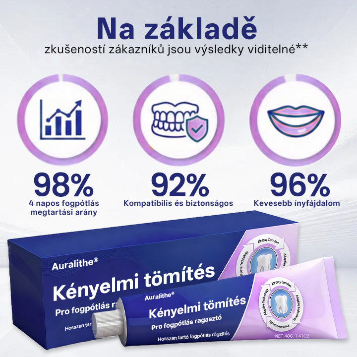 🦷 Auralithe® Comfort Seal Pro – 96 órás prémium fogsorragasztó ✅ stabil, kényelmes és csúszásmentes illeszkedéshez 💪